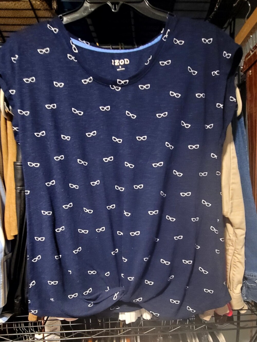 5 For $25 Izod Navy Short-Sleeve Tee with White Eyeglass Print